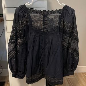 Anthropologie navy blouse